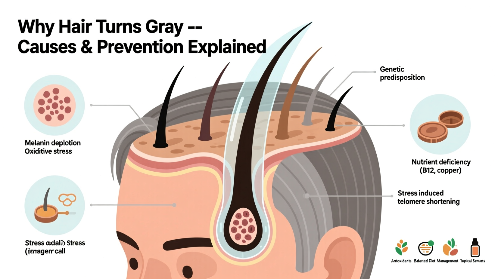 why does hair turn gray causes and prevention explained