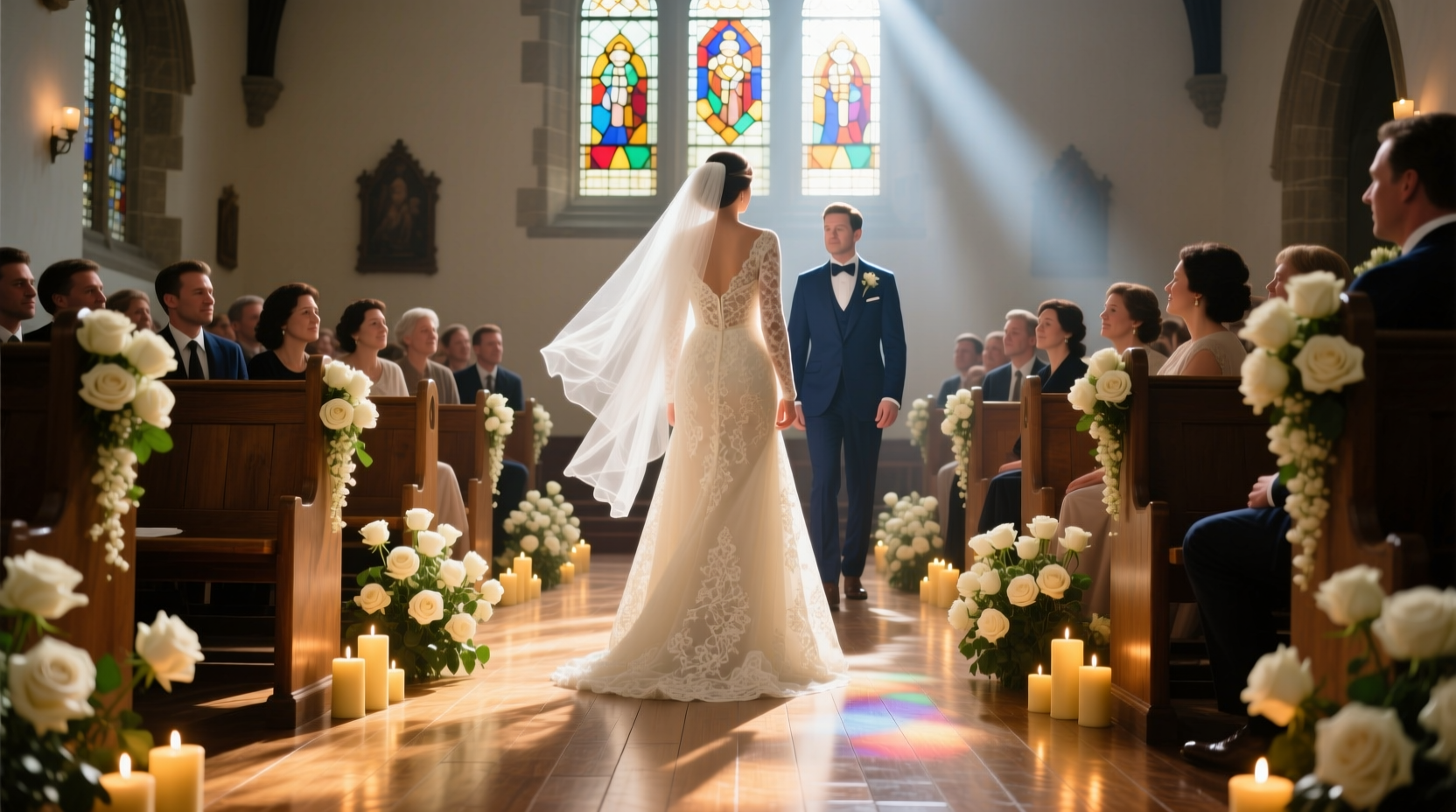 who walks down the aisle at a wedding