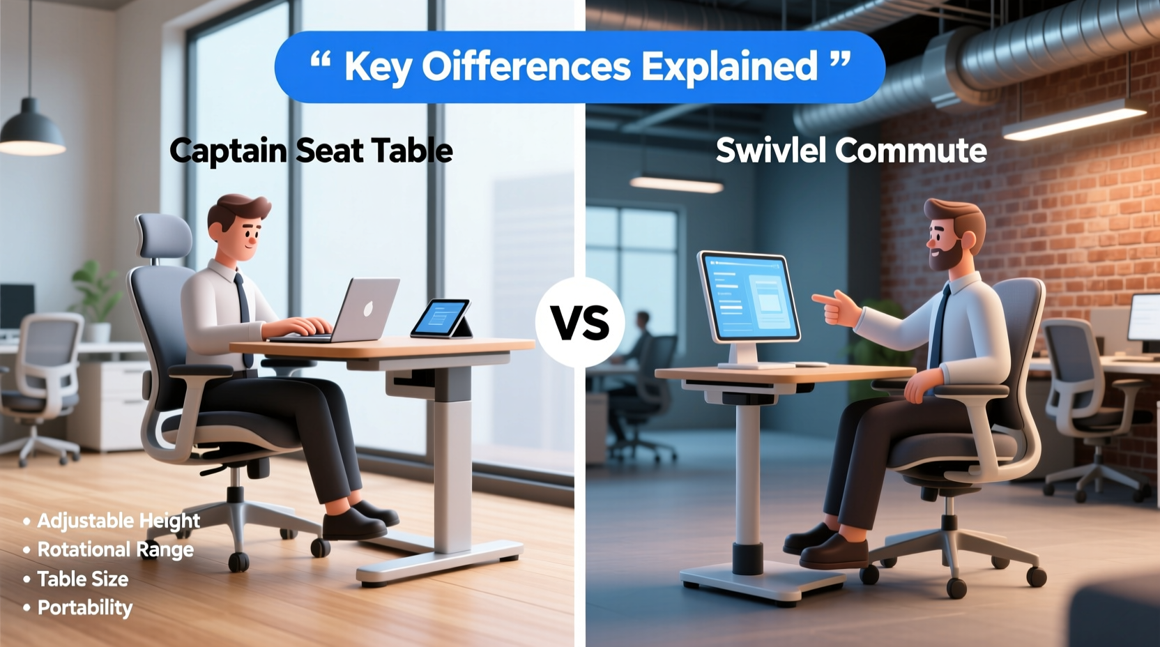 captain seat table vs swivel commute