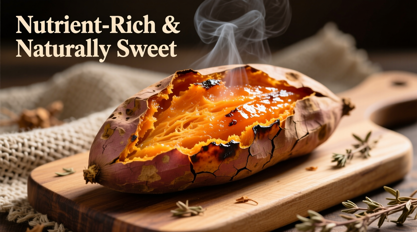 Baked sweet potato with skin showing nutrient-rich orange flesh