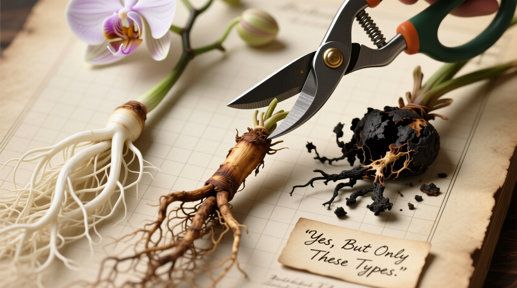 can you cut orchid roots