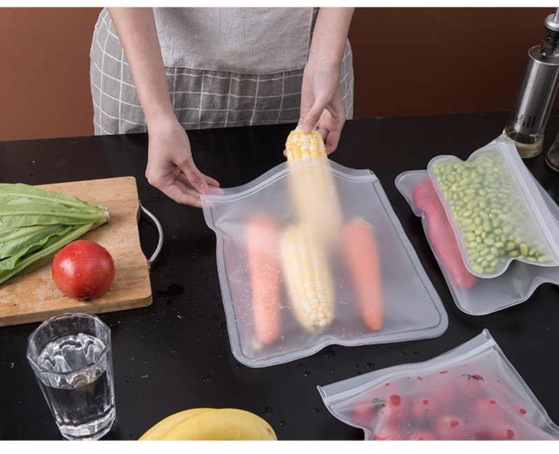 Reusable Gallon Storage Bags LEAKPROOF Food Freezer Bags for Marinate Meats Fruit Cereal Travel Items Home Organization