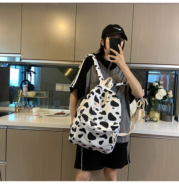 2022 Customized College Student Milk Cow New Designer Fashion School Harajuku Women Backpacks Lightweight Female Bag Book
