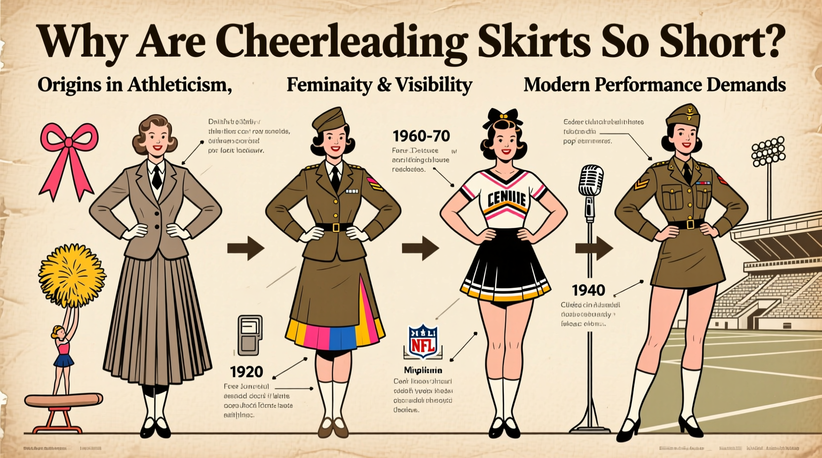 why are cheerleading skirts so short history reasons