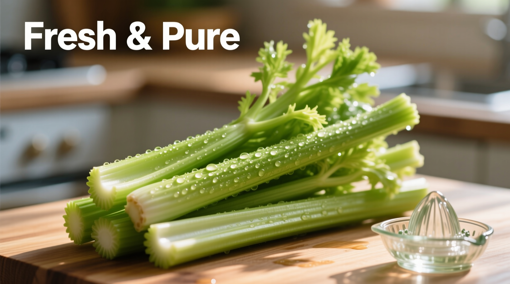 Fresh celery stalks ready for juicing