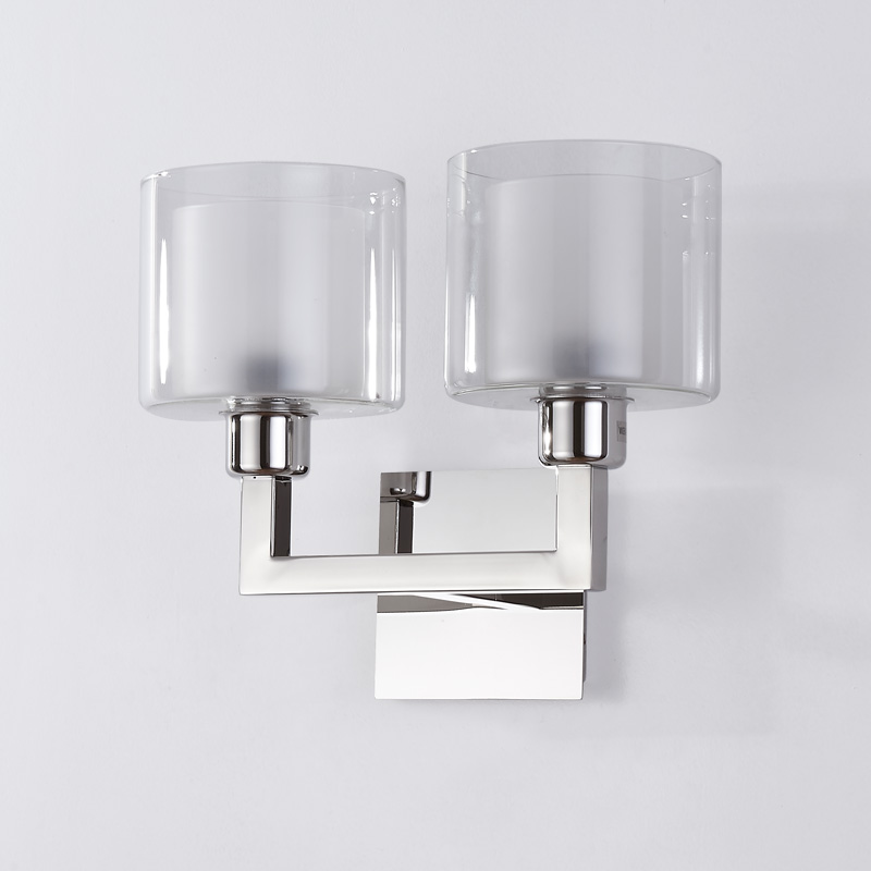 Indoor Wall Sconce 1 Light Wall Mount Light with Clear Glass Contemporary Chrome Bathroom Vanity Wall Light
