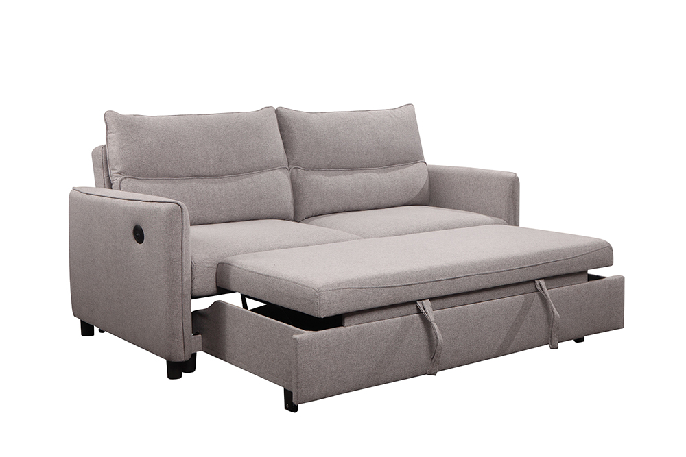 Simple Pull Out Upholstered Folding Sofa Bed Sofa Modern Living Room Sofa Solid Wooden Frame Livingroom Home Furniture Fabric