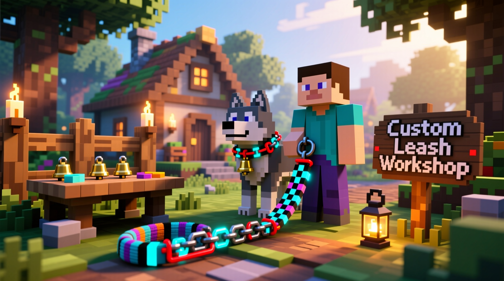 creative ways to craft and customize a dog leash in minecraft