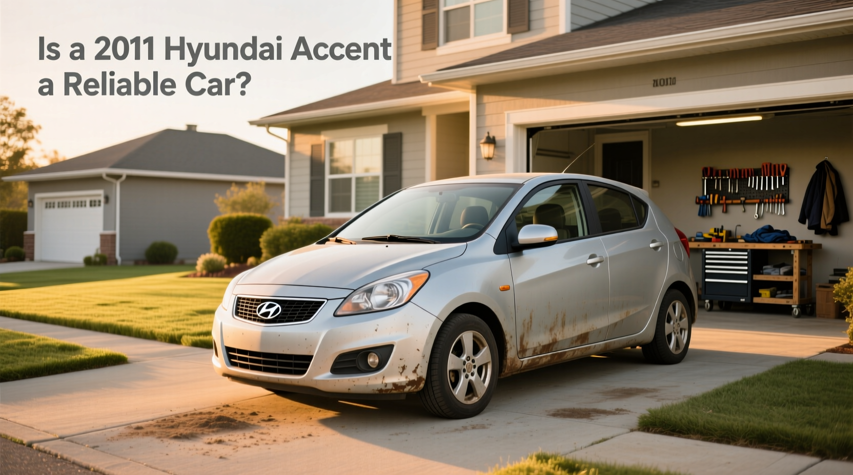 Interior view of 2001 Hyundai Accent showing dashboard and driver seat