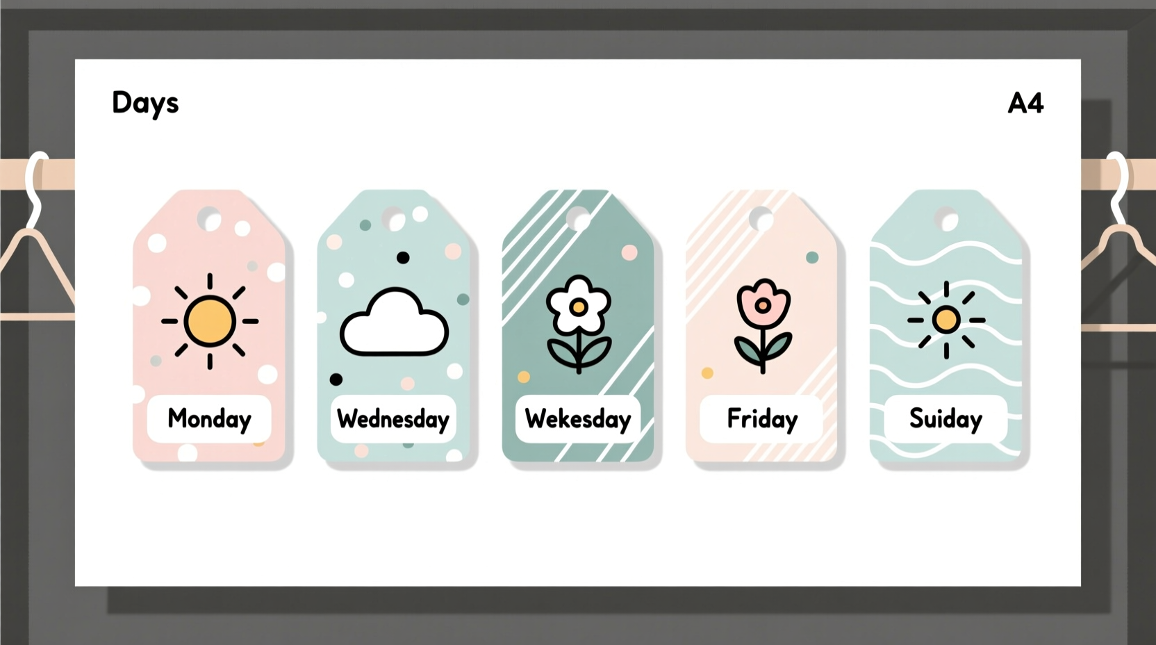 printable days of the week tags organize outfits for a