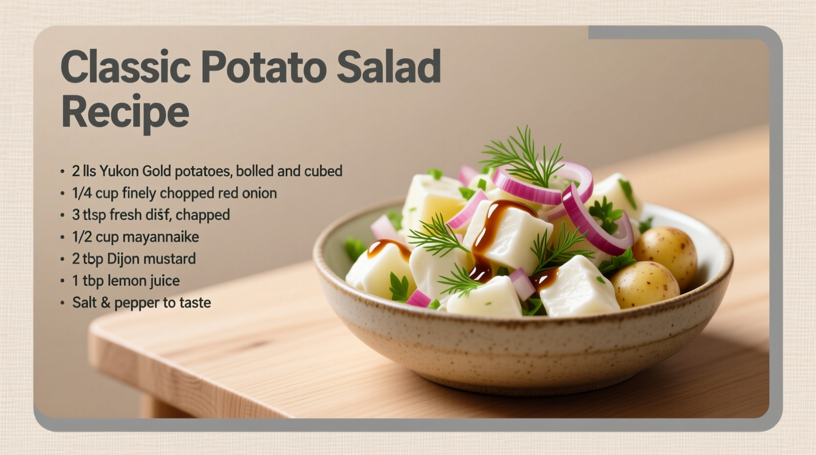 Professional potato salad recipe presentation slide example