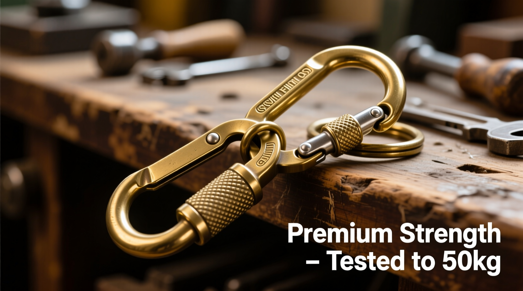 brass hook keychain or carabiner clip which is less likely to break