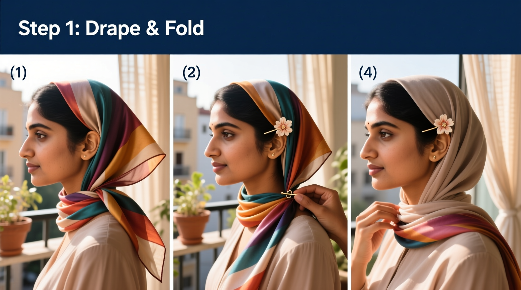 creative and comfortable step by step guide to styling a square scarf as a beautiful hijab