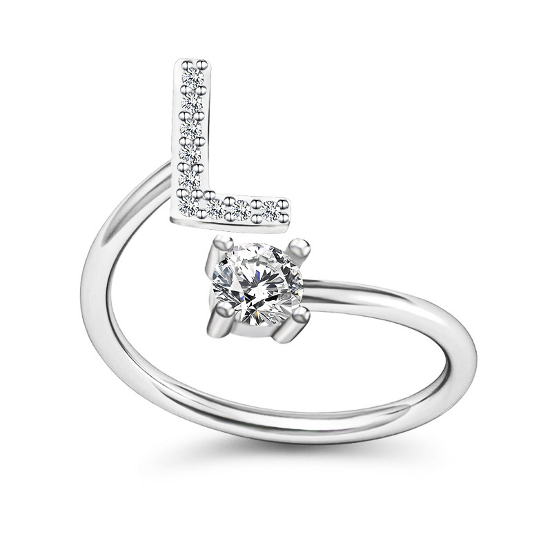 Sunflower Initial Ring For Women - 925 Sterling Silver, Letters A-Z, Adjustable Size