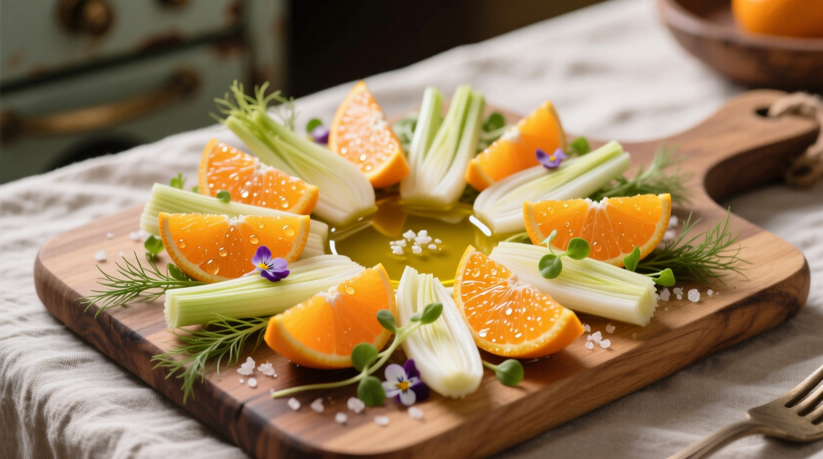 Fresh citrus fennel salad with orange segments and fennel slices