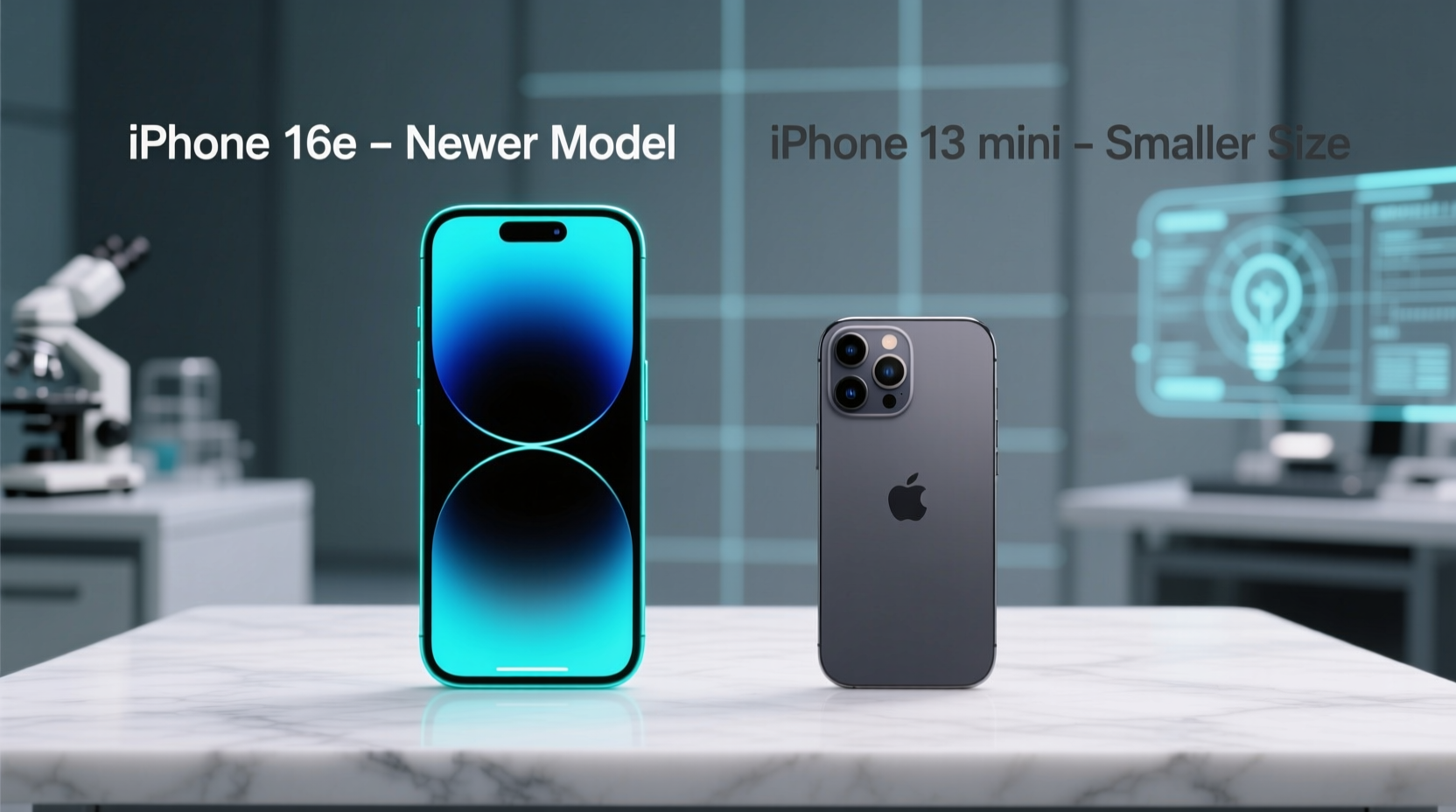 iphone 16e screen size vs 13 mini