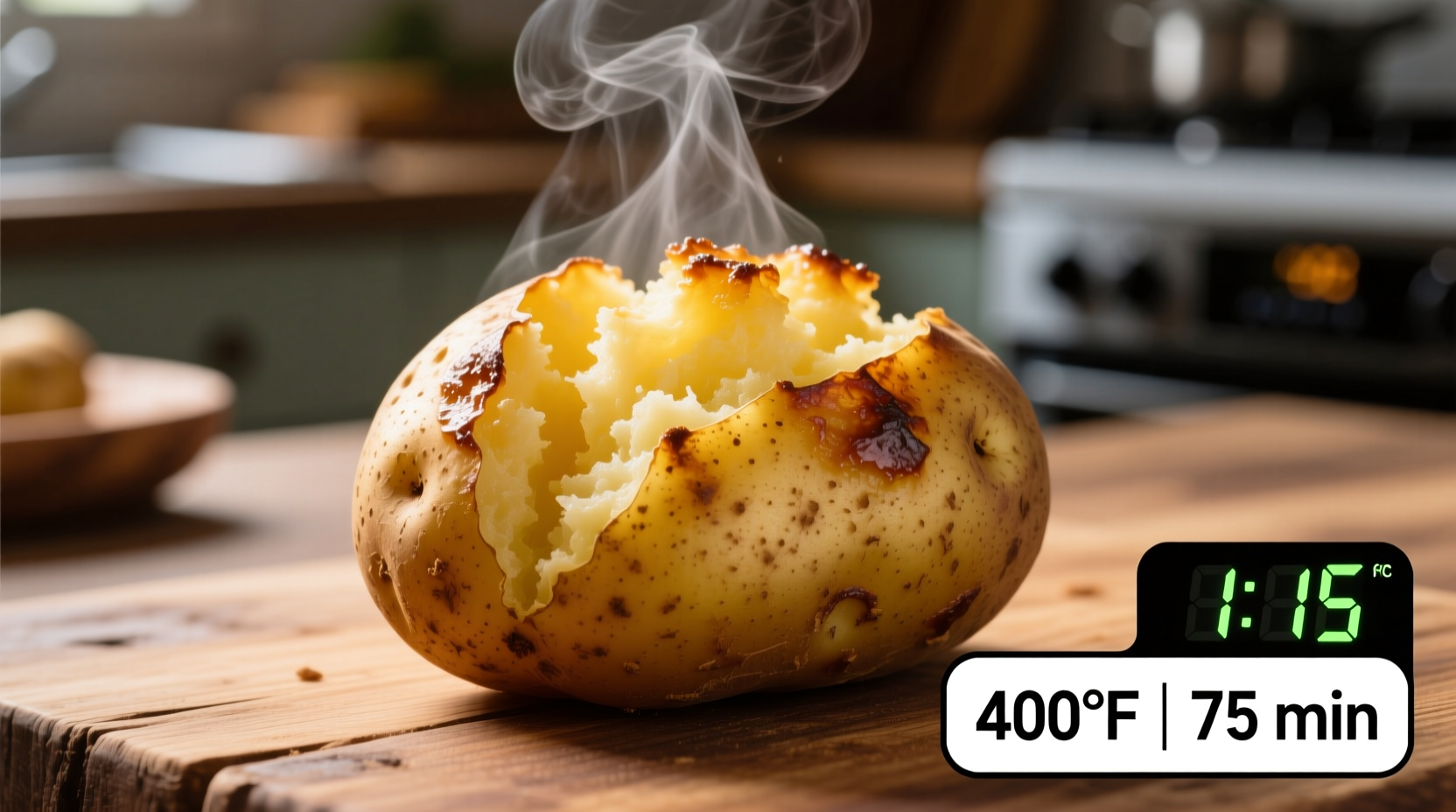 what temperature and how long to bake a potato
