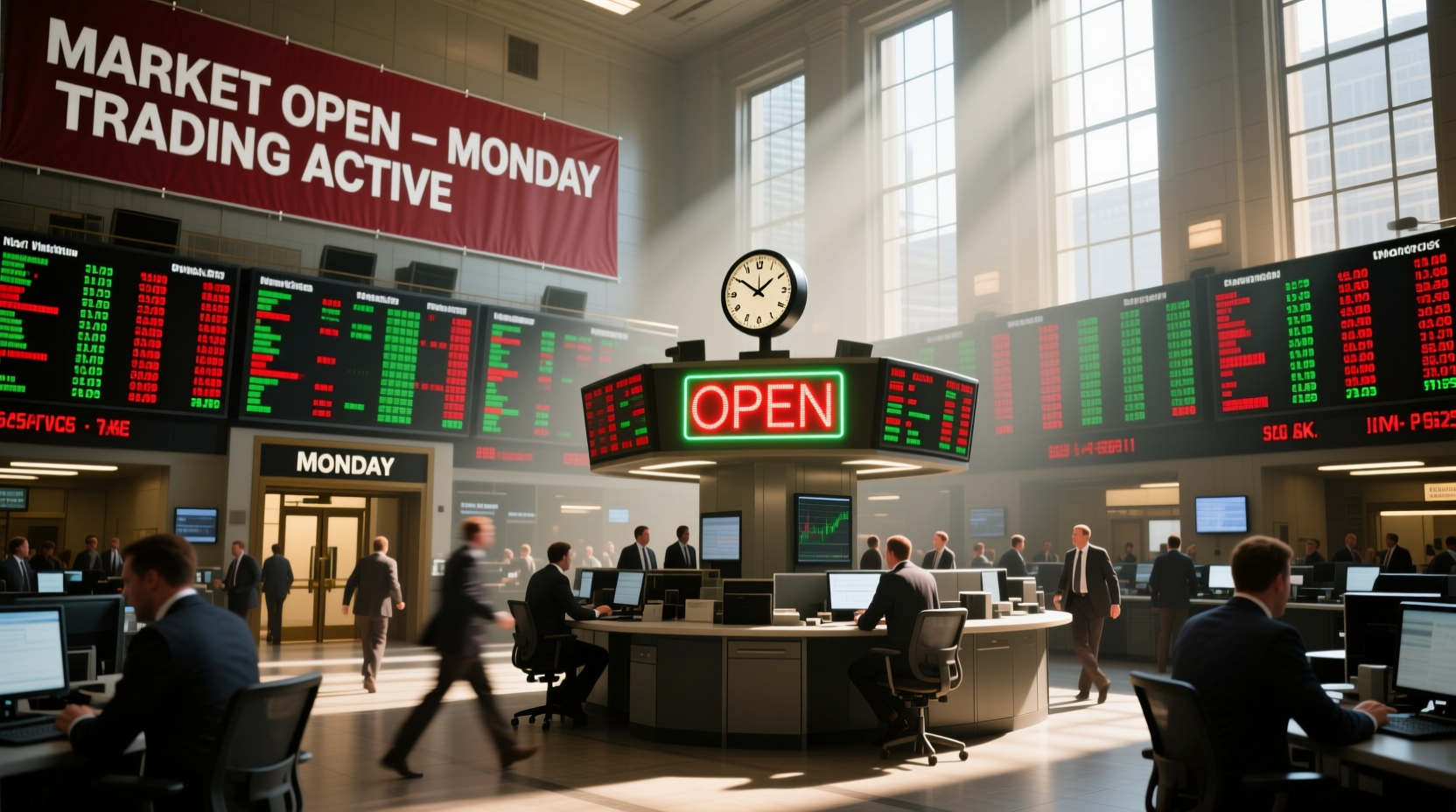 is the stock exchange open on monday