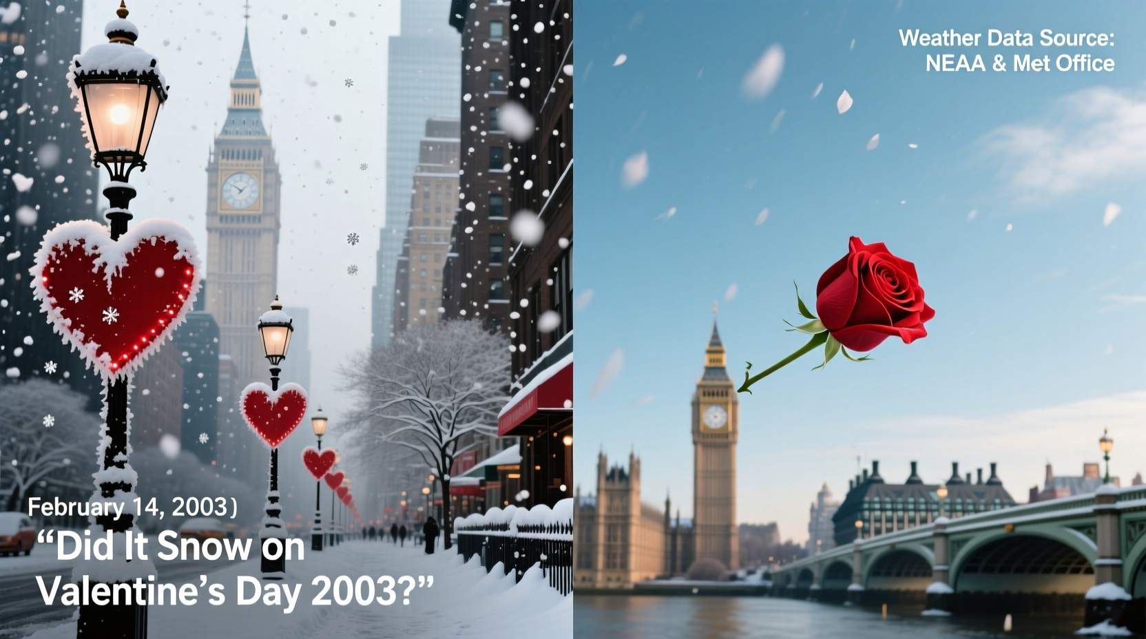 did it snow on valentines day in 2003
