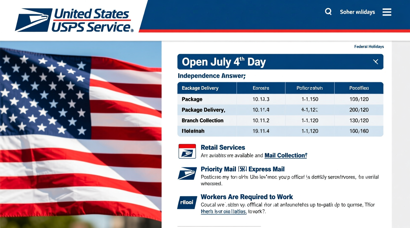 is the usps open on july 4th