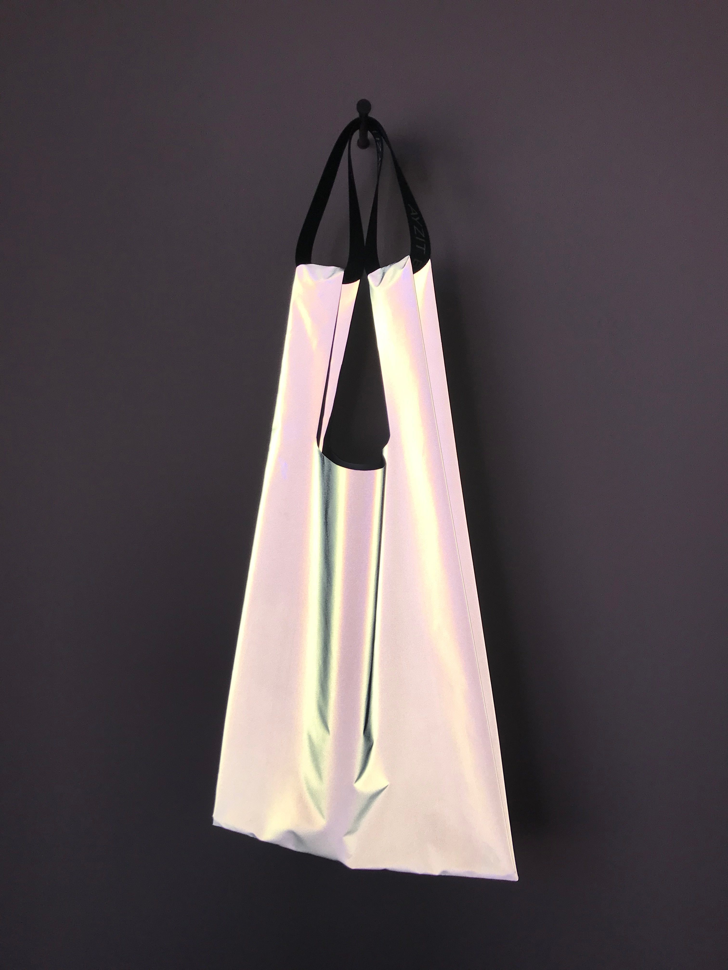 New design wholesale light reflective shopping bag reflective polyester shopping bag for packing