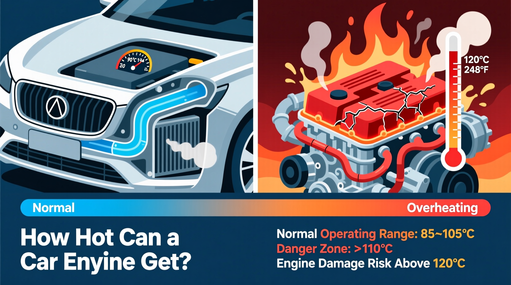 how hot can a car engine get