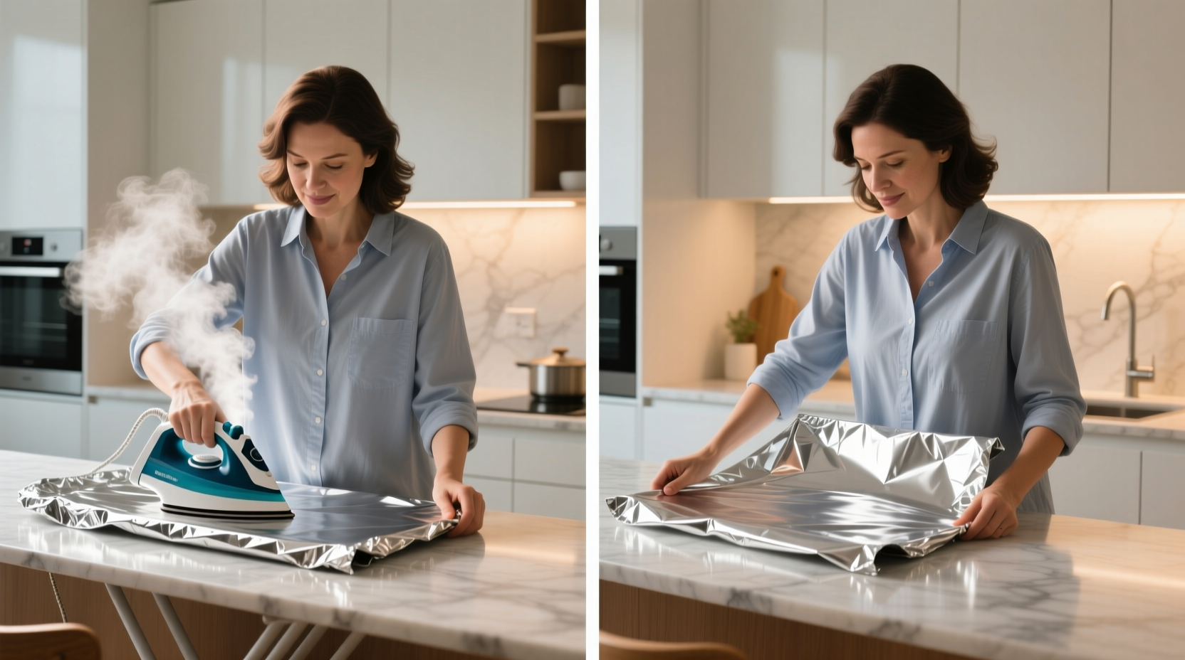 cut your ironing time in half with aluminum foil