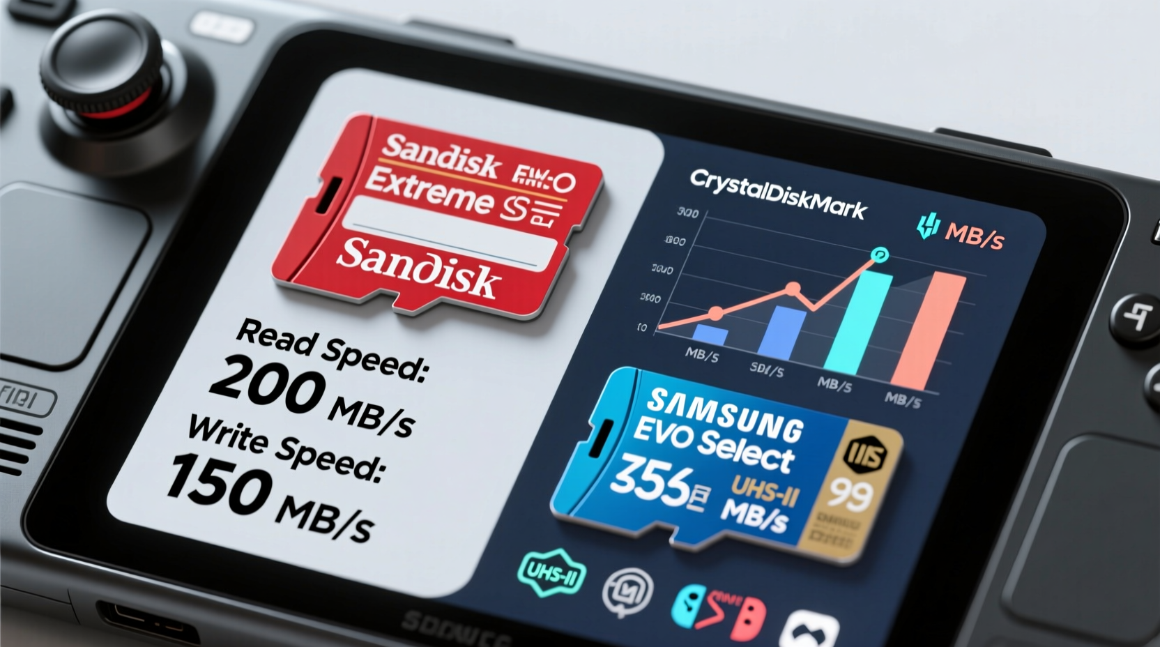 sandisk extreme or samsung evo select which microsd card is actually faster for your switch steam deck