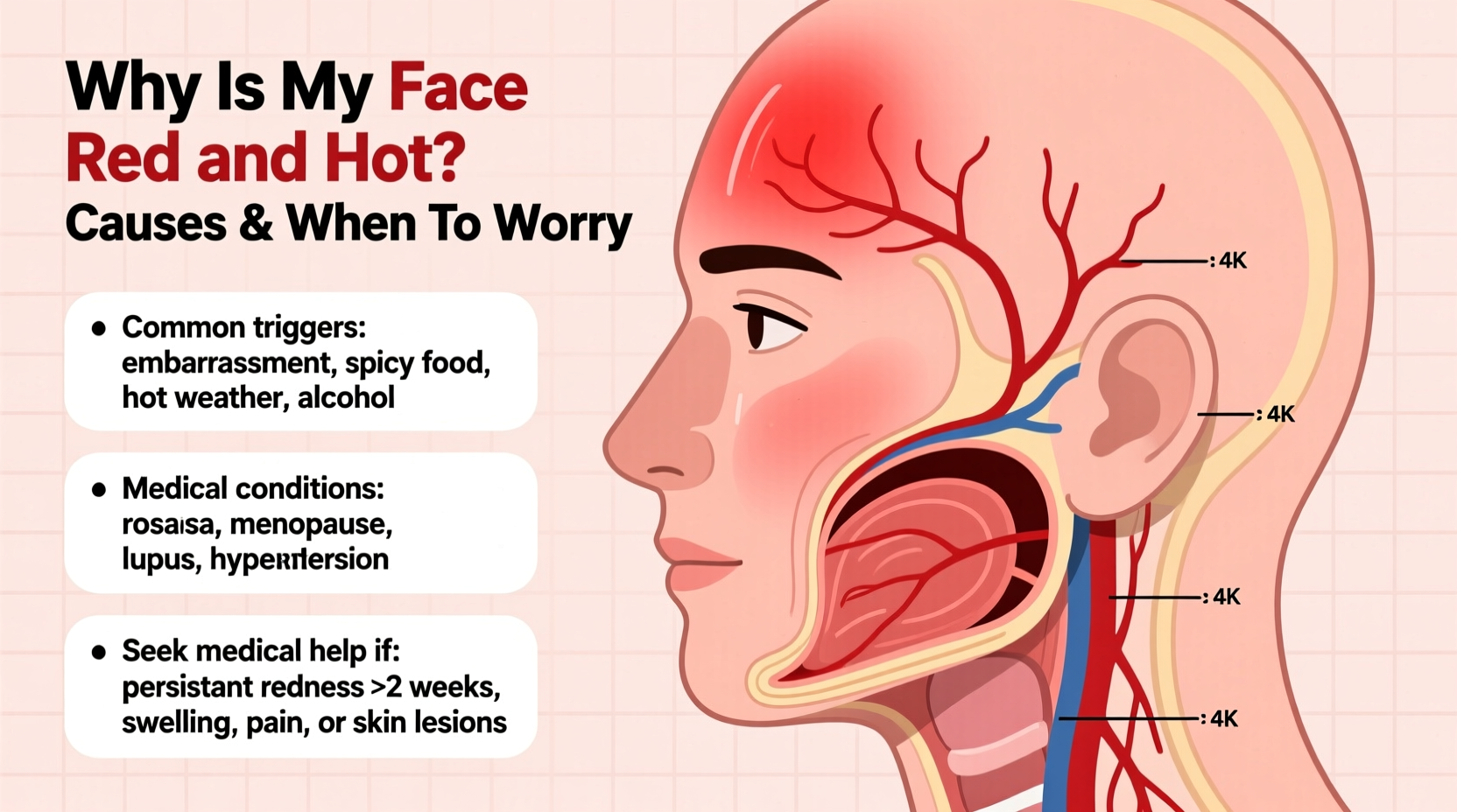 why is my face red and hot causes when to worry