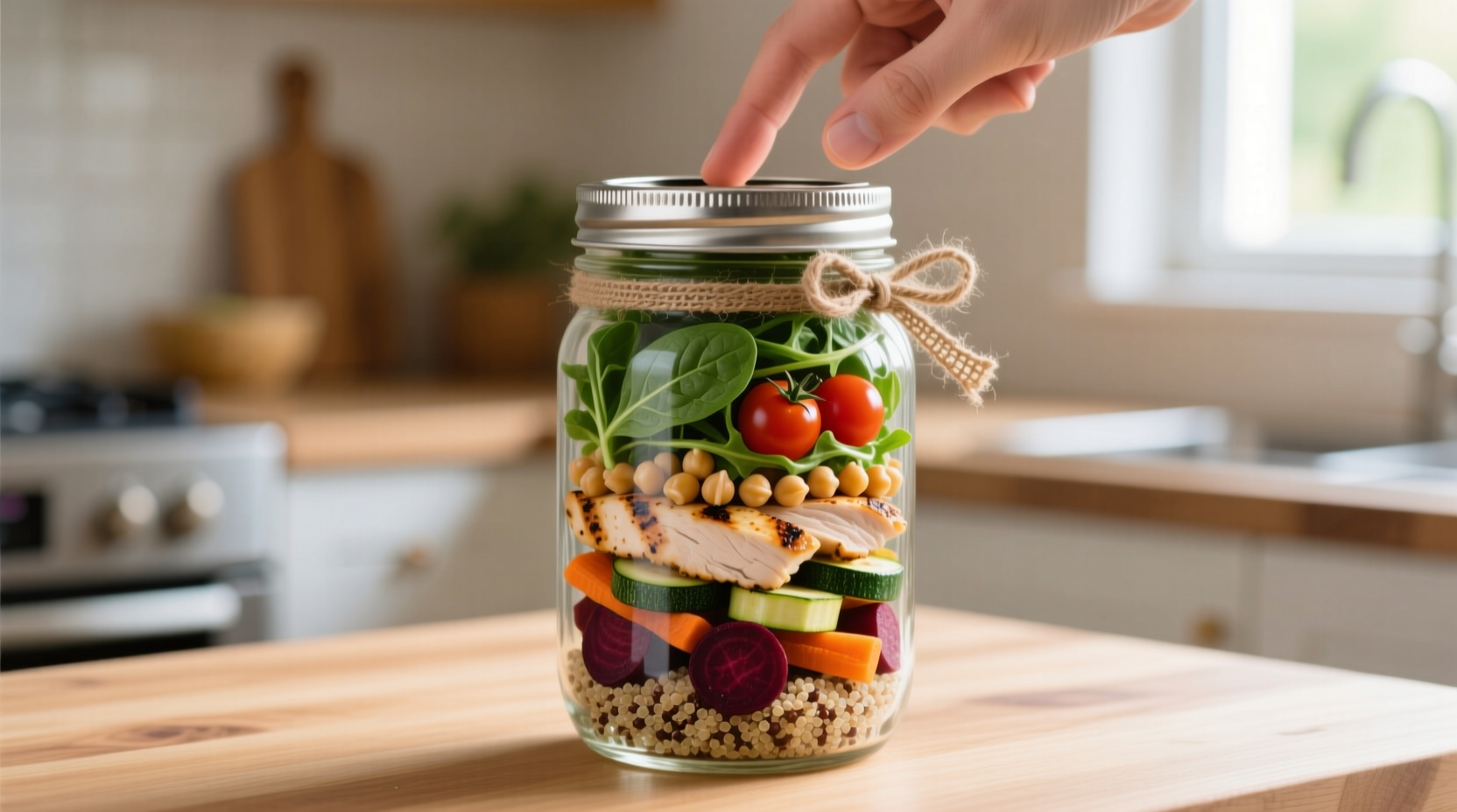 pack multi layered meals in mason jars for a grab and g