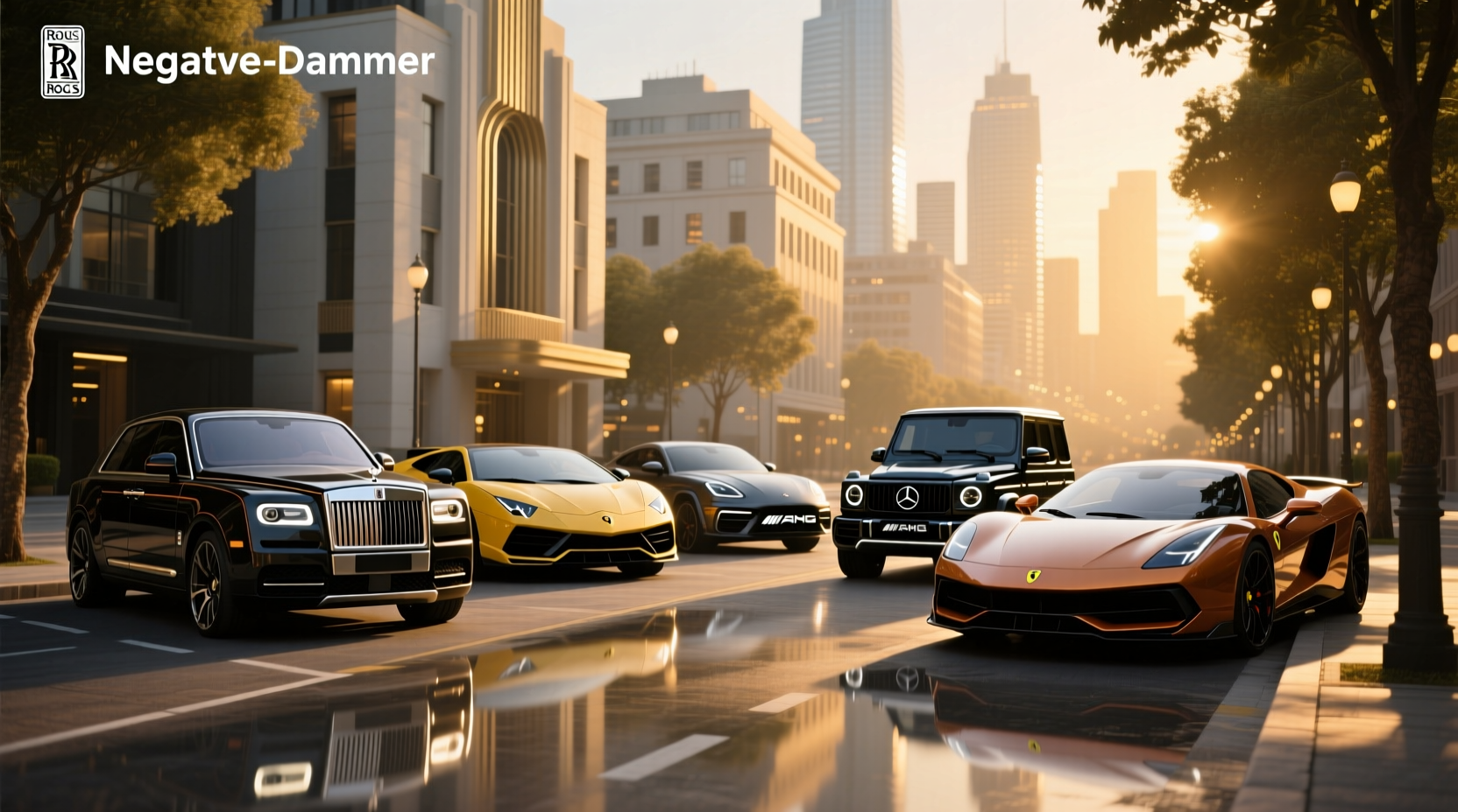 Collection of luxury cars including Rolls-Royce and Bugatti models on display