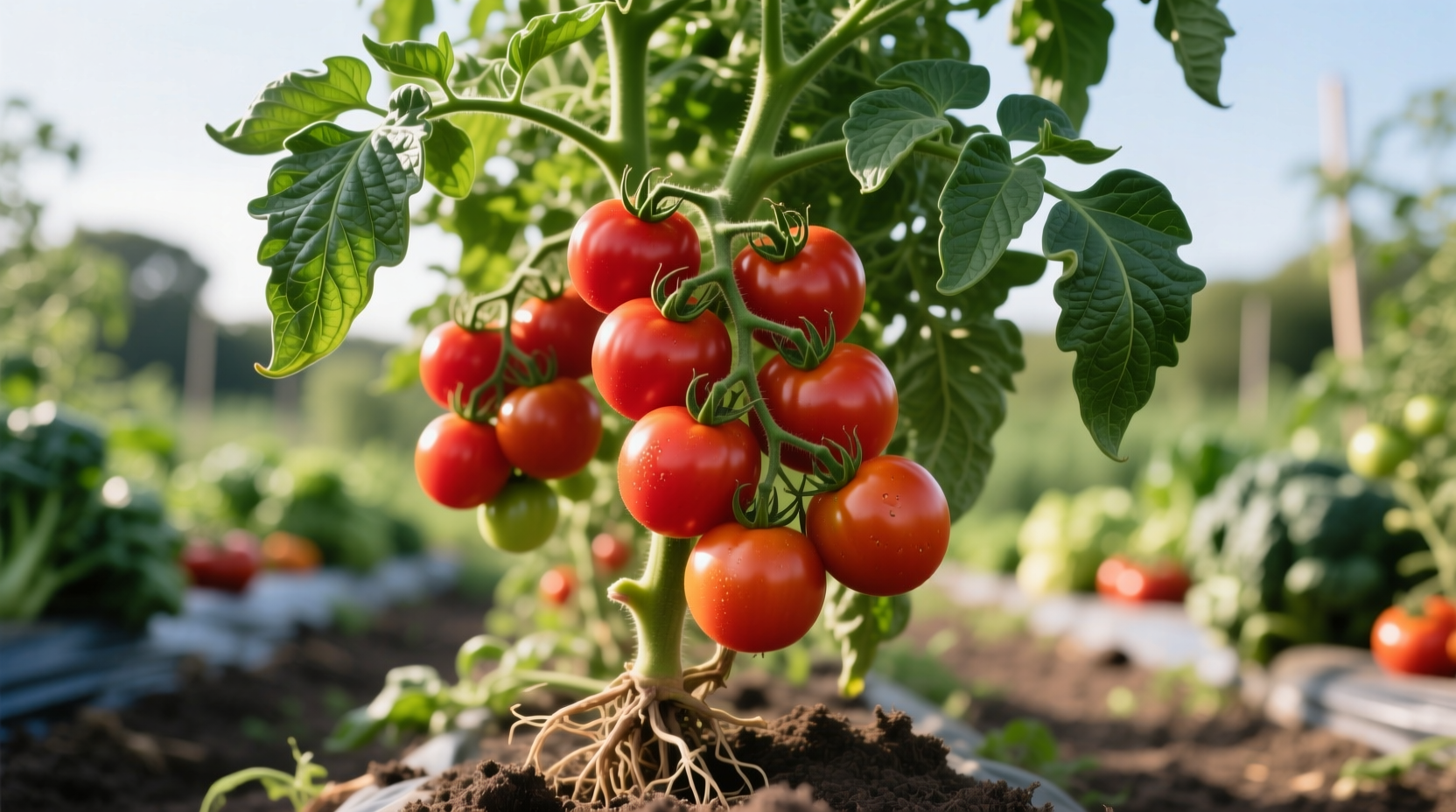 Parks Whopper tomato plant with mature fruit