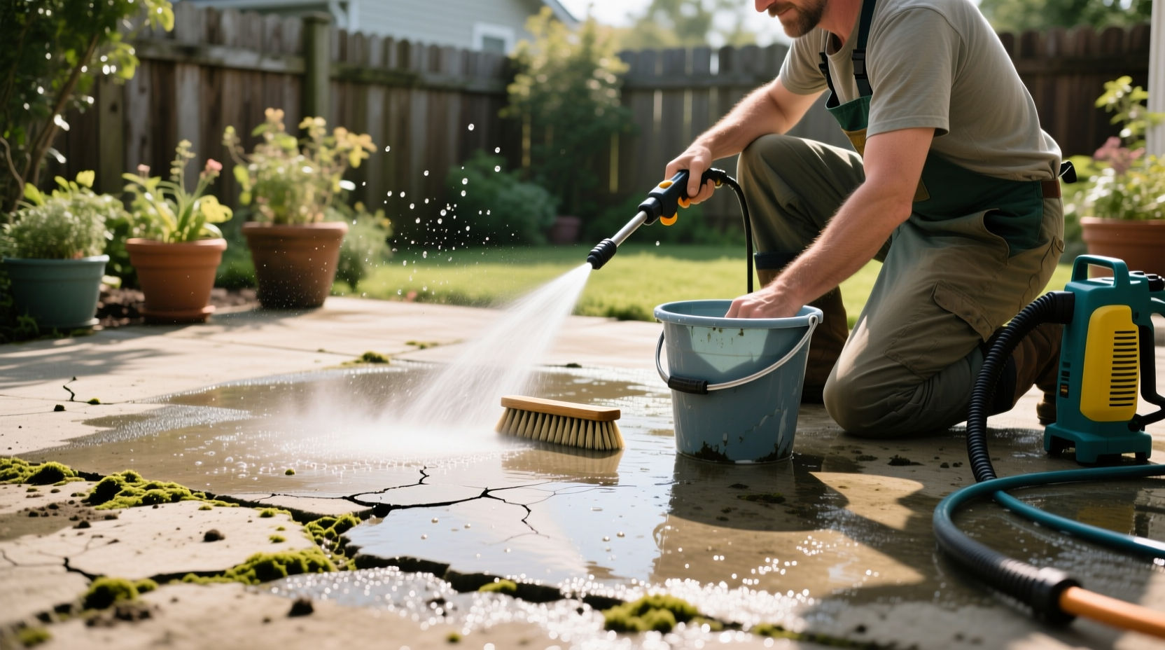 how to clean concrete patio