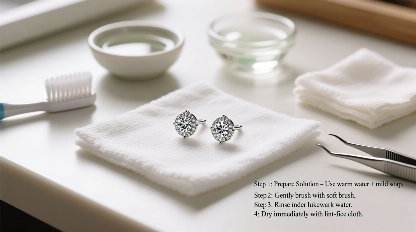 step by step guide to safely clean s925 silver earrings with zircon accents without damage