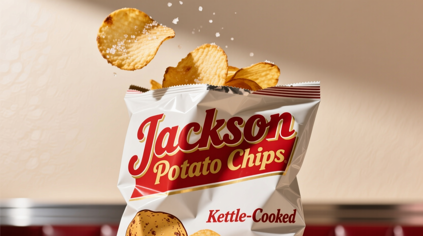 Kettle-cooked Jackson Potato Chips in classic packaging
