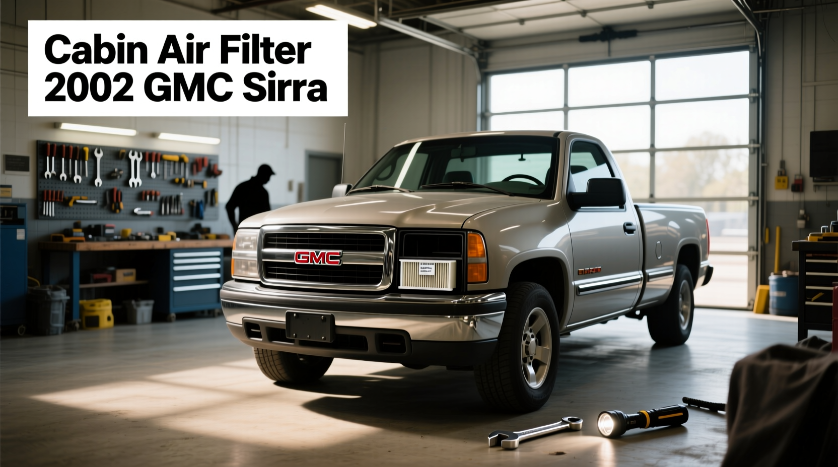 Side-by-side view of OEM-style cabin air filters for 2002 GMC Sierra and Chevy Silverado