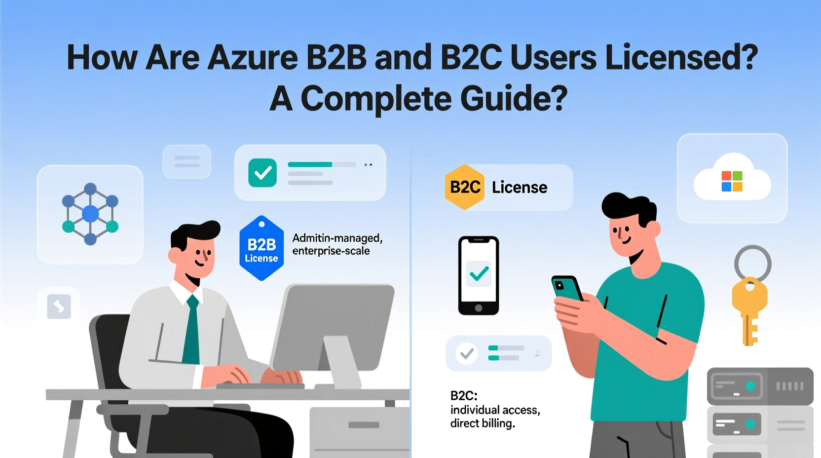 how are azure b2b and b2c users licensed
