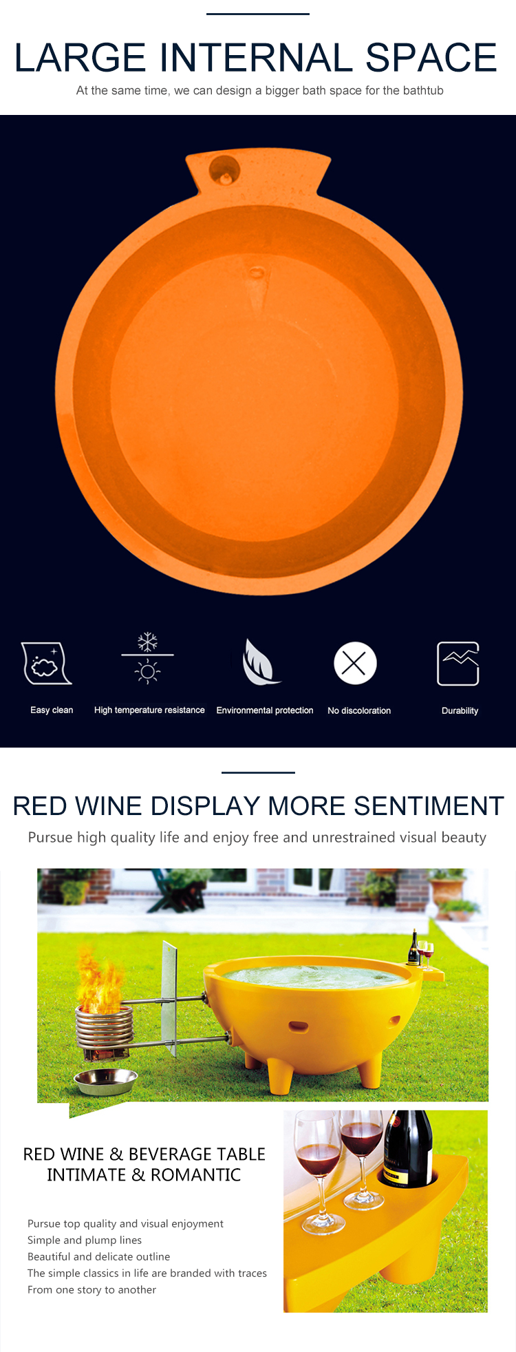 Many color fiber Glass Waltmal dutch outdoor 6 person wood burning hot tub