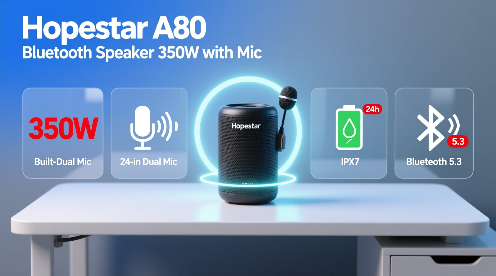 hopestar a80 bluetooth speaker 350w with mic
