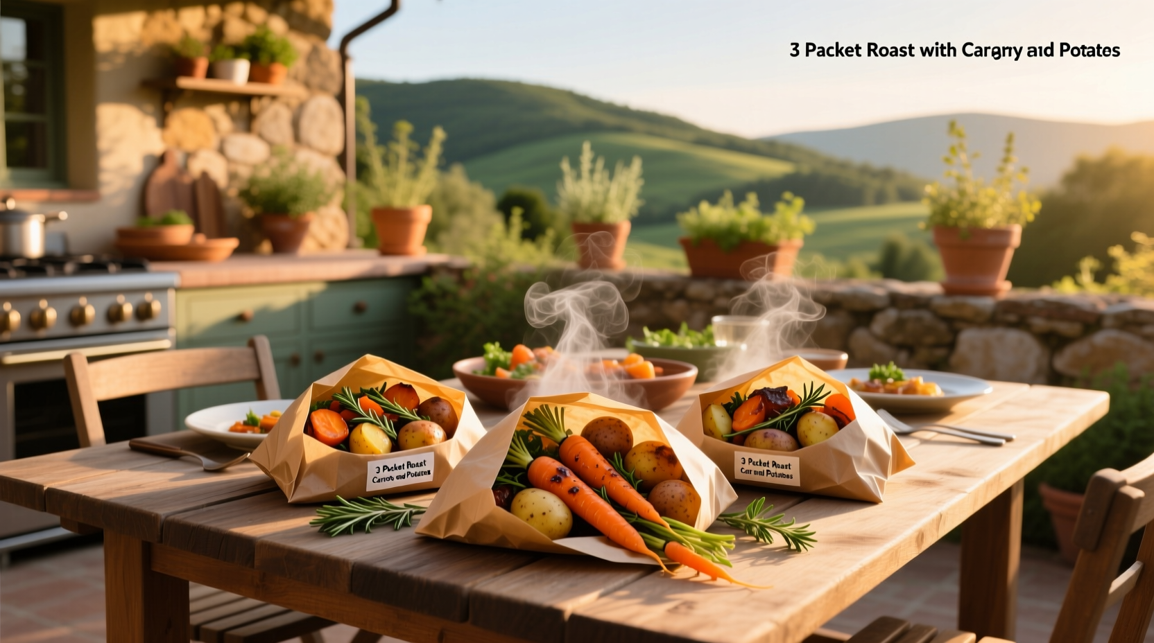 3 packet roast with carrots potatoes