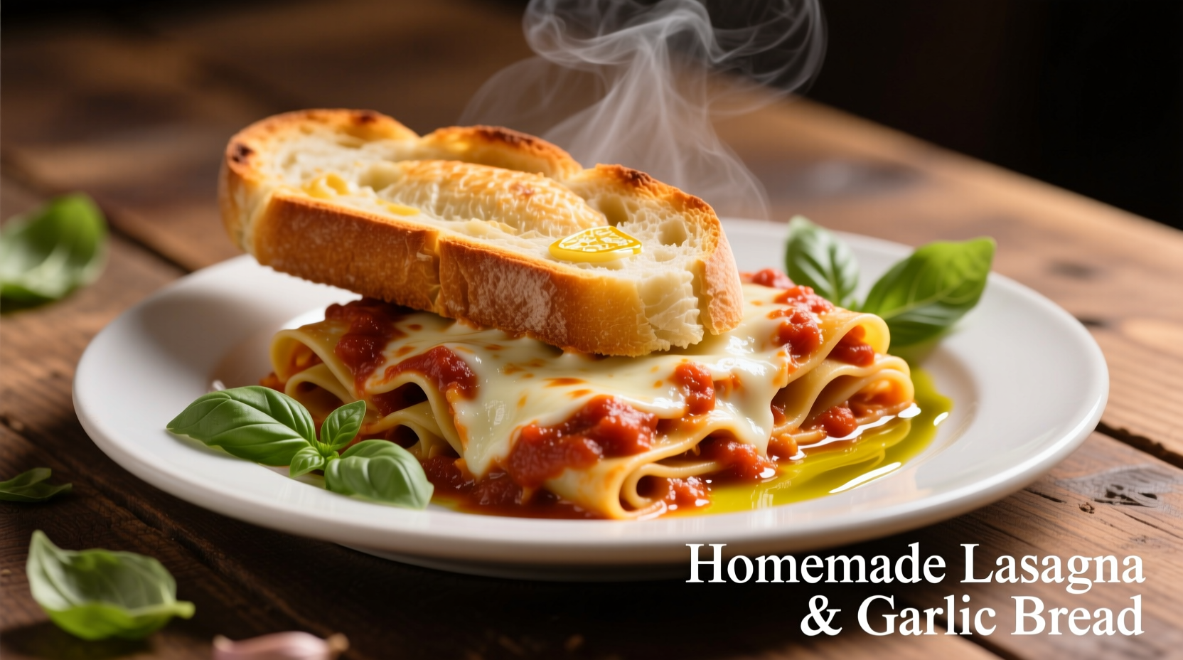 garlic bread with lasagna
