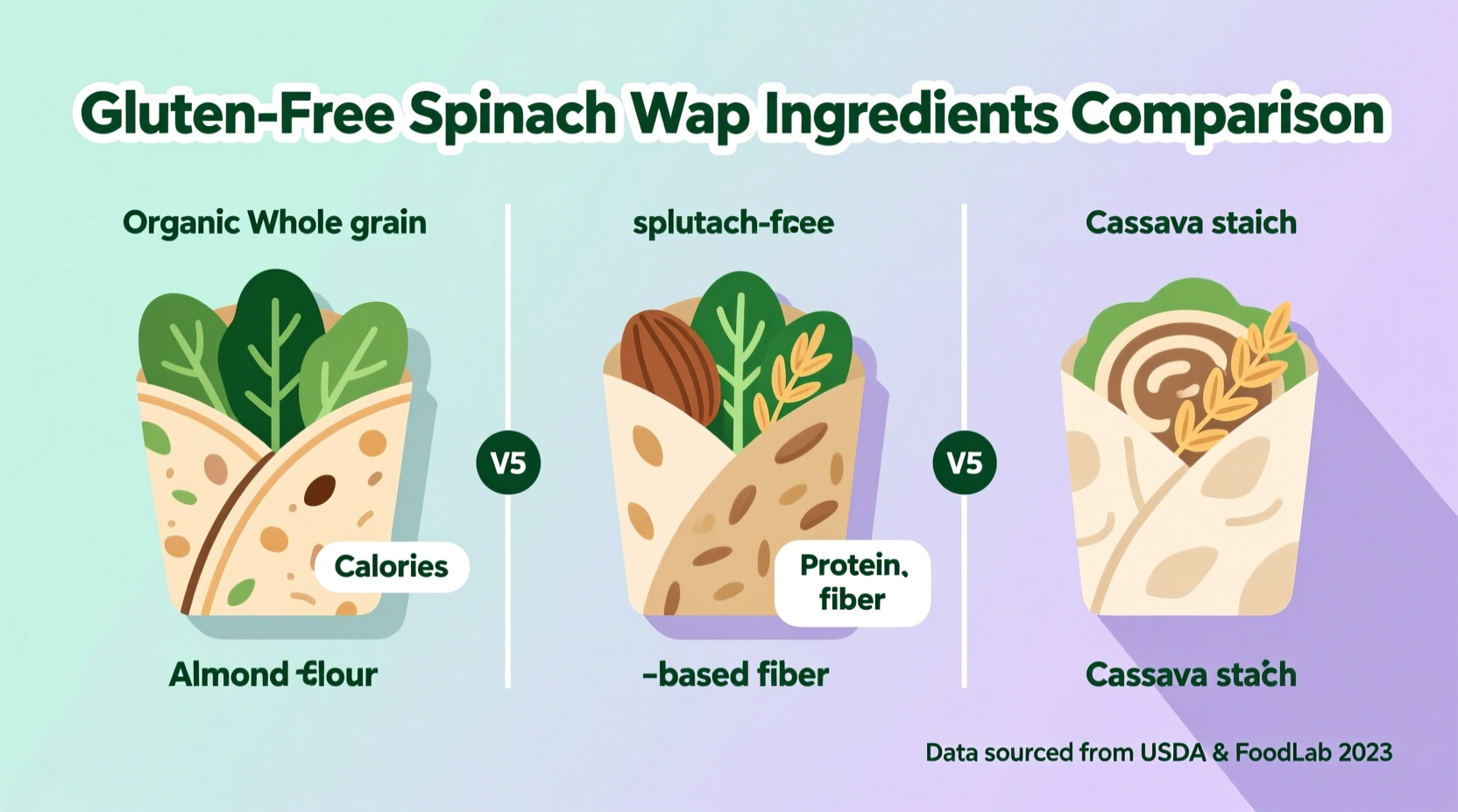 Gluten-free spinach wrap ingredients comparison