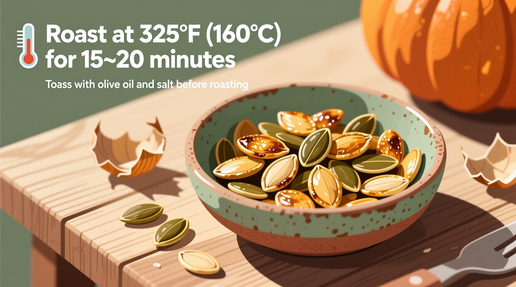 what temperature to cook pumpkin seeds
