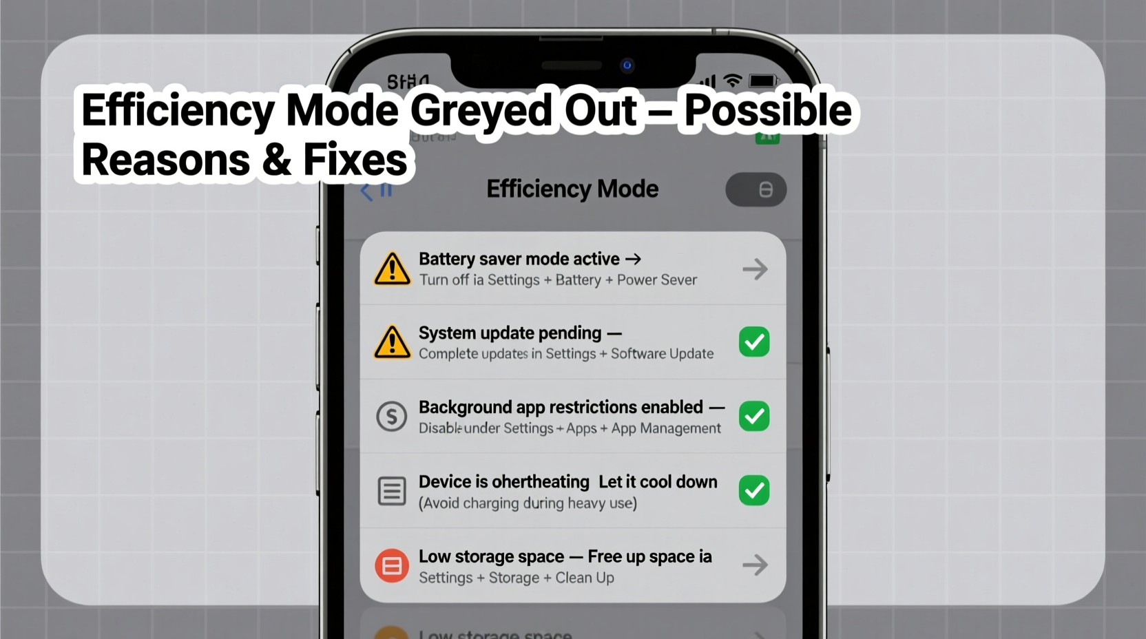 efficiency mode greyed out reasons troubleshooting tips