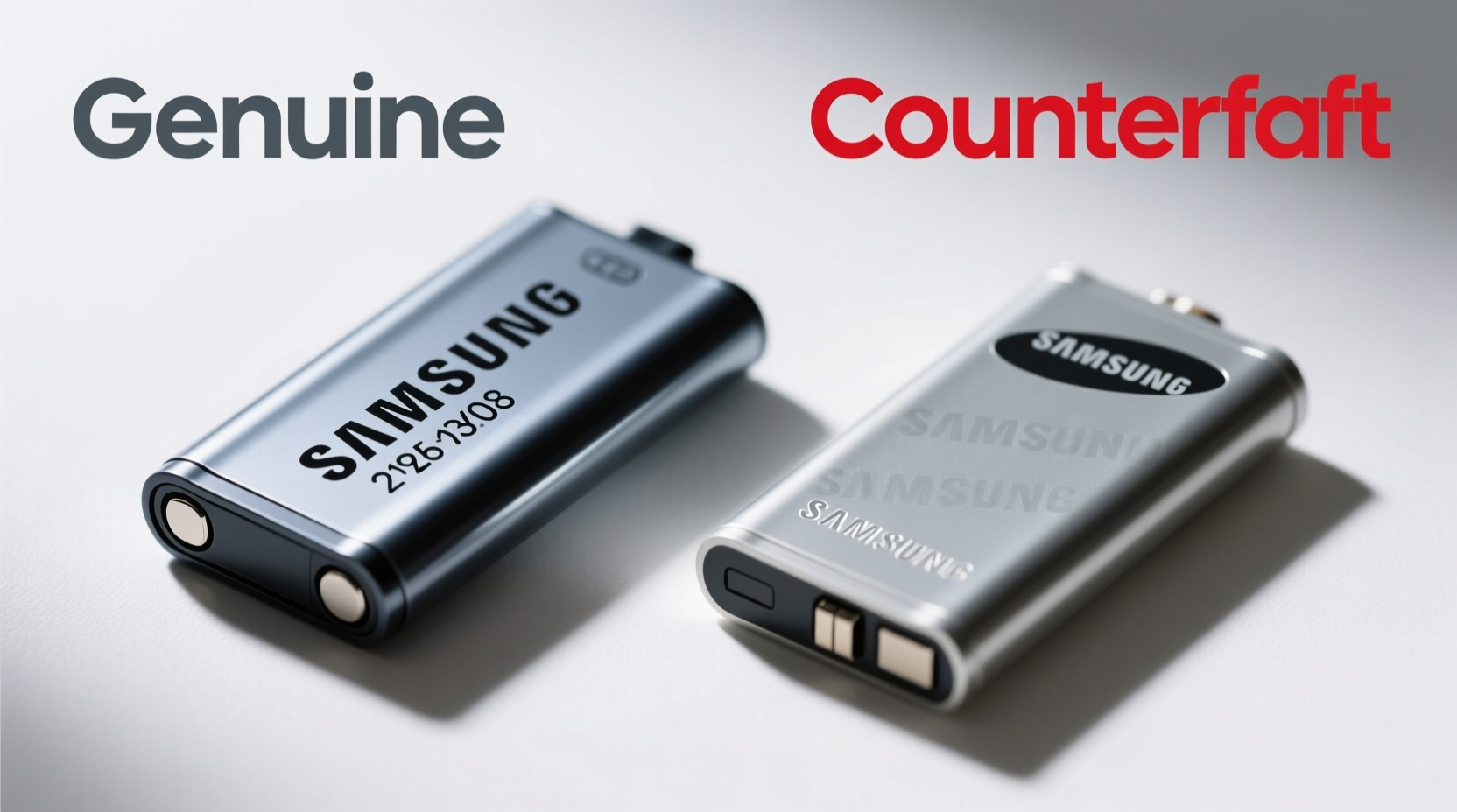 how can you tell a fake samsung battery from a real one