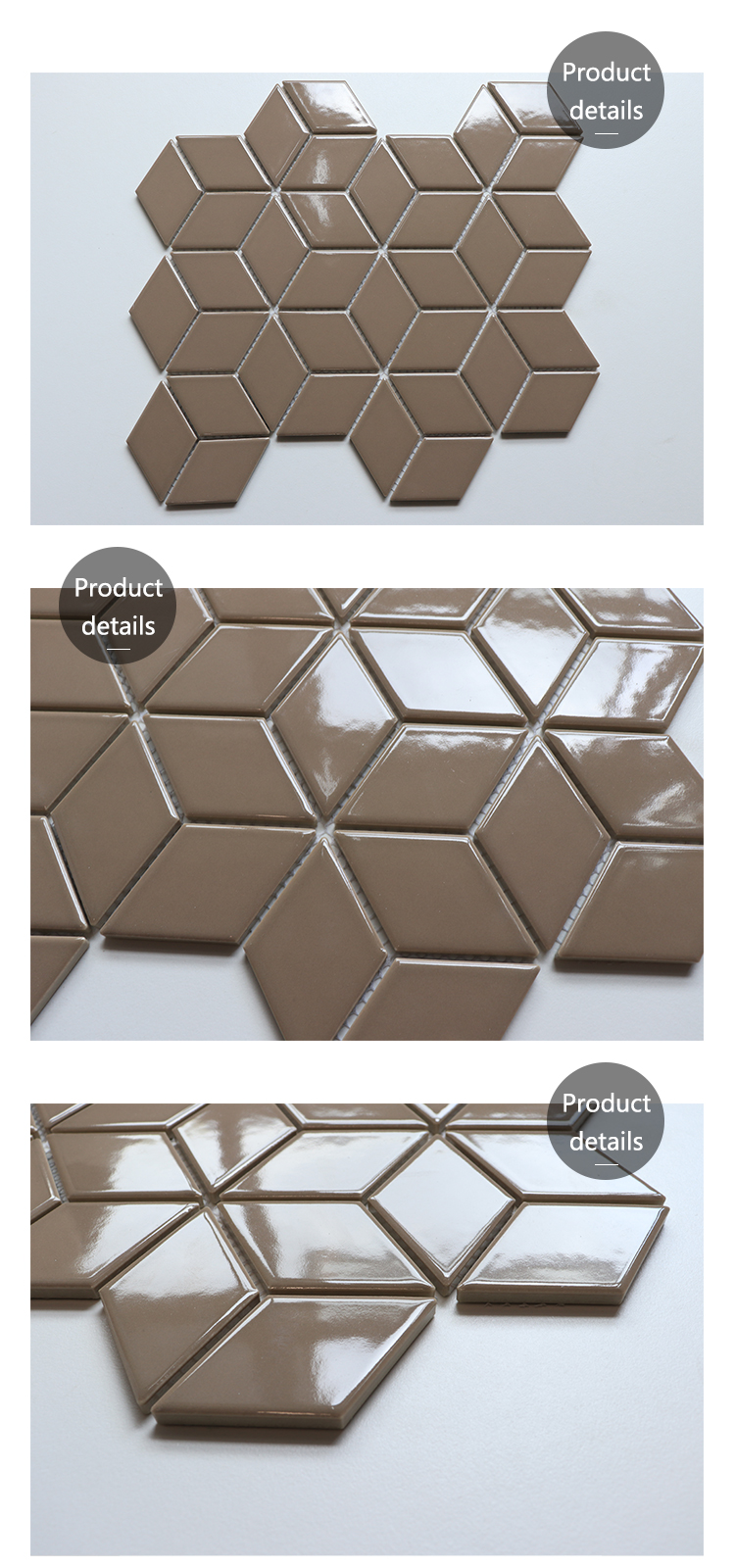 Custom Made Brown Color Hexagon Design Mosaic