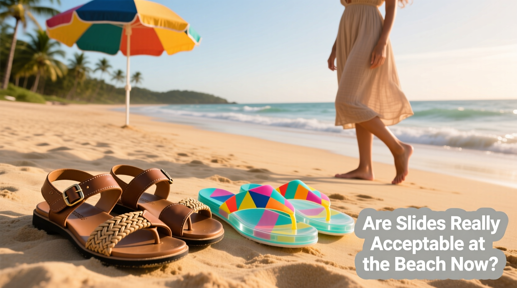 beach sandals vs pool slides are slides really acceptable at the beach now