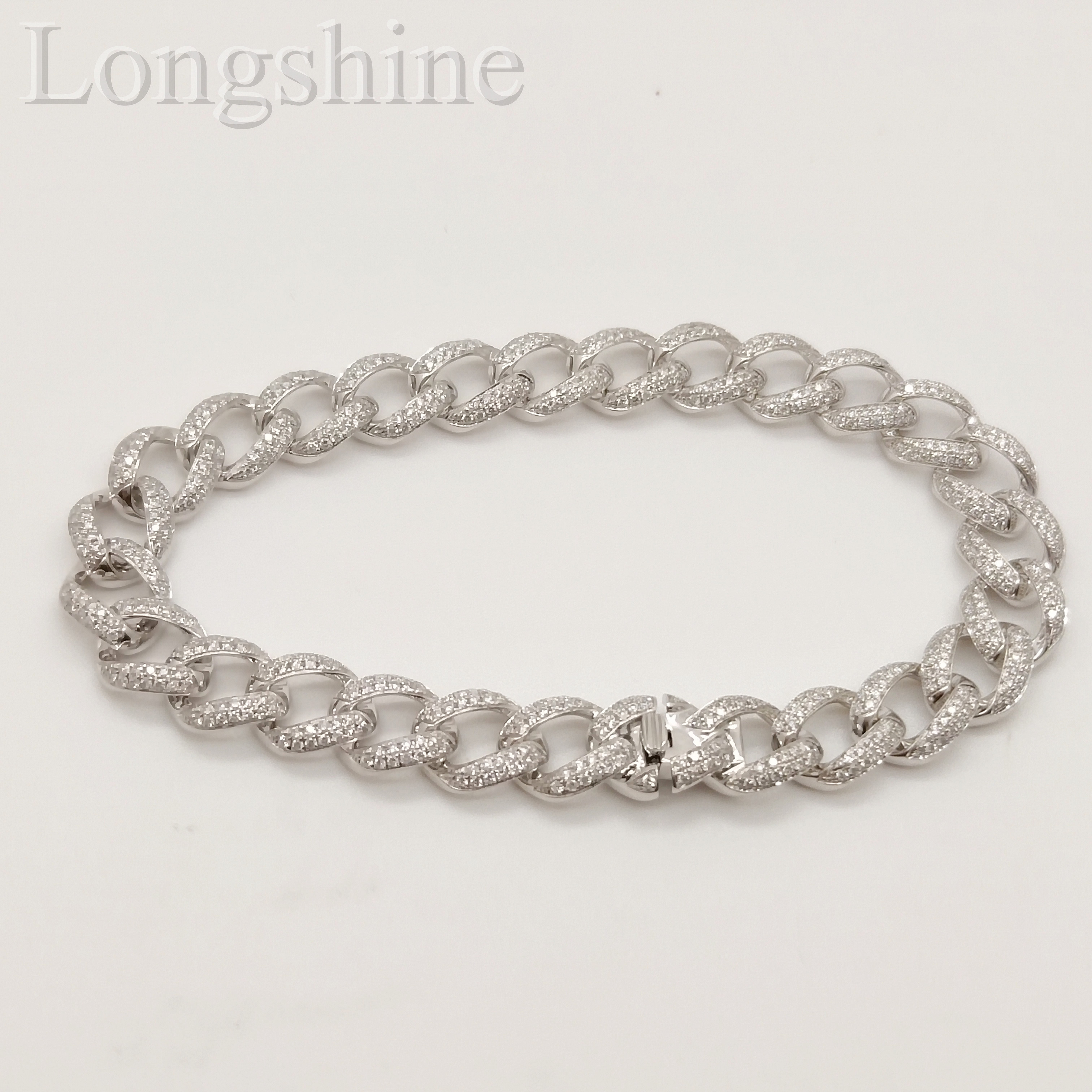 Custom Hip Hop Jewelry Iced Out Cuban Chain Bracelets for Women Natural Diamond 18K Gold Bracelet