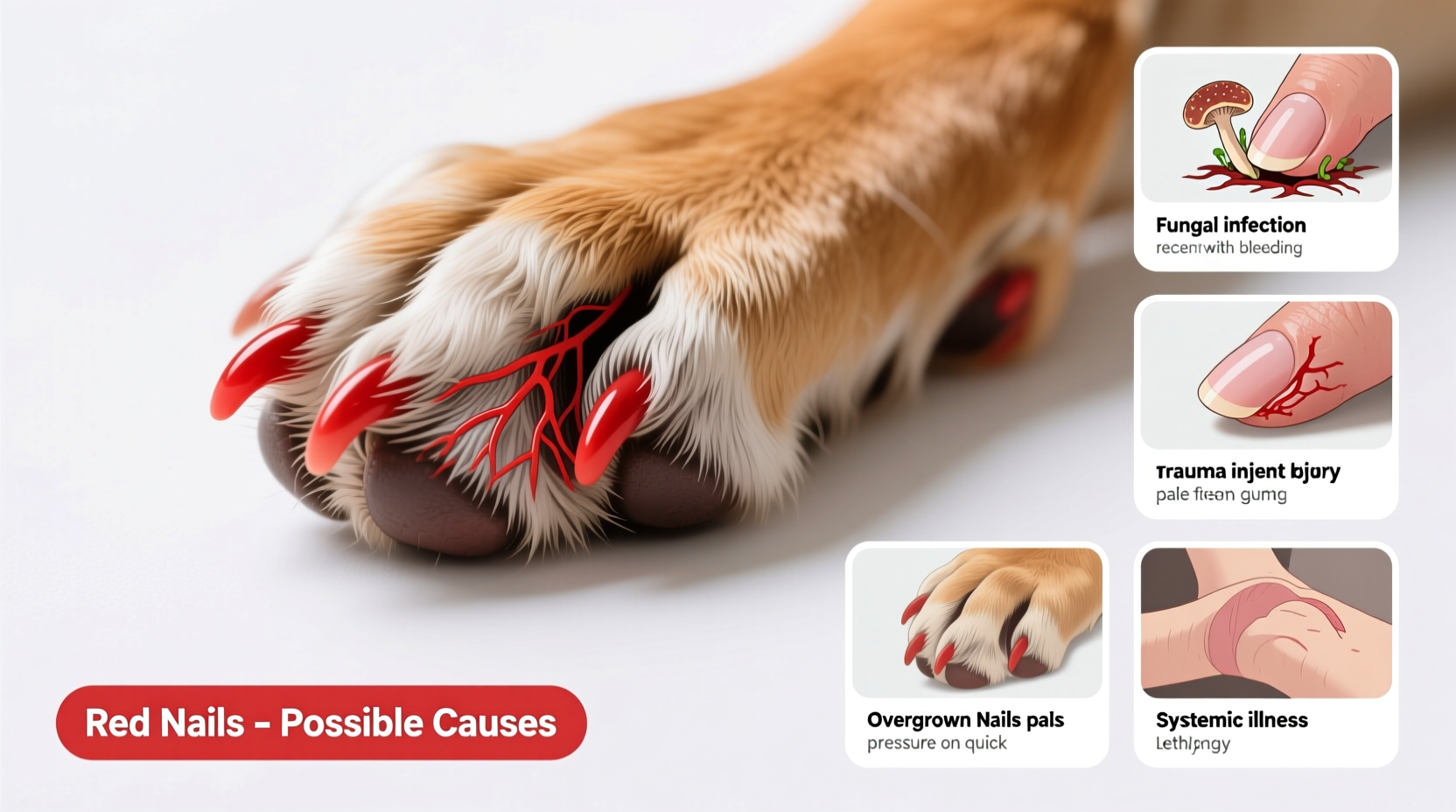 why are my dogs nails red causes what to do