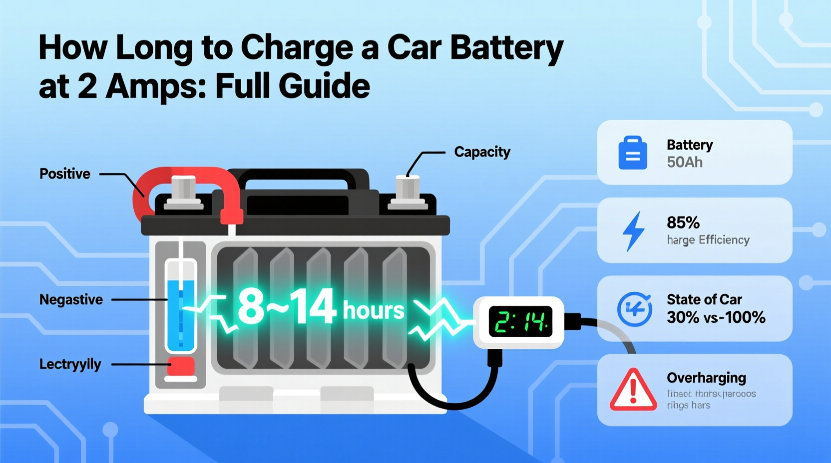 how long to charge a car battery at 2 amps